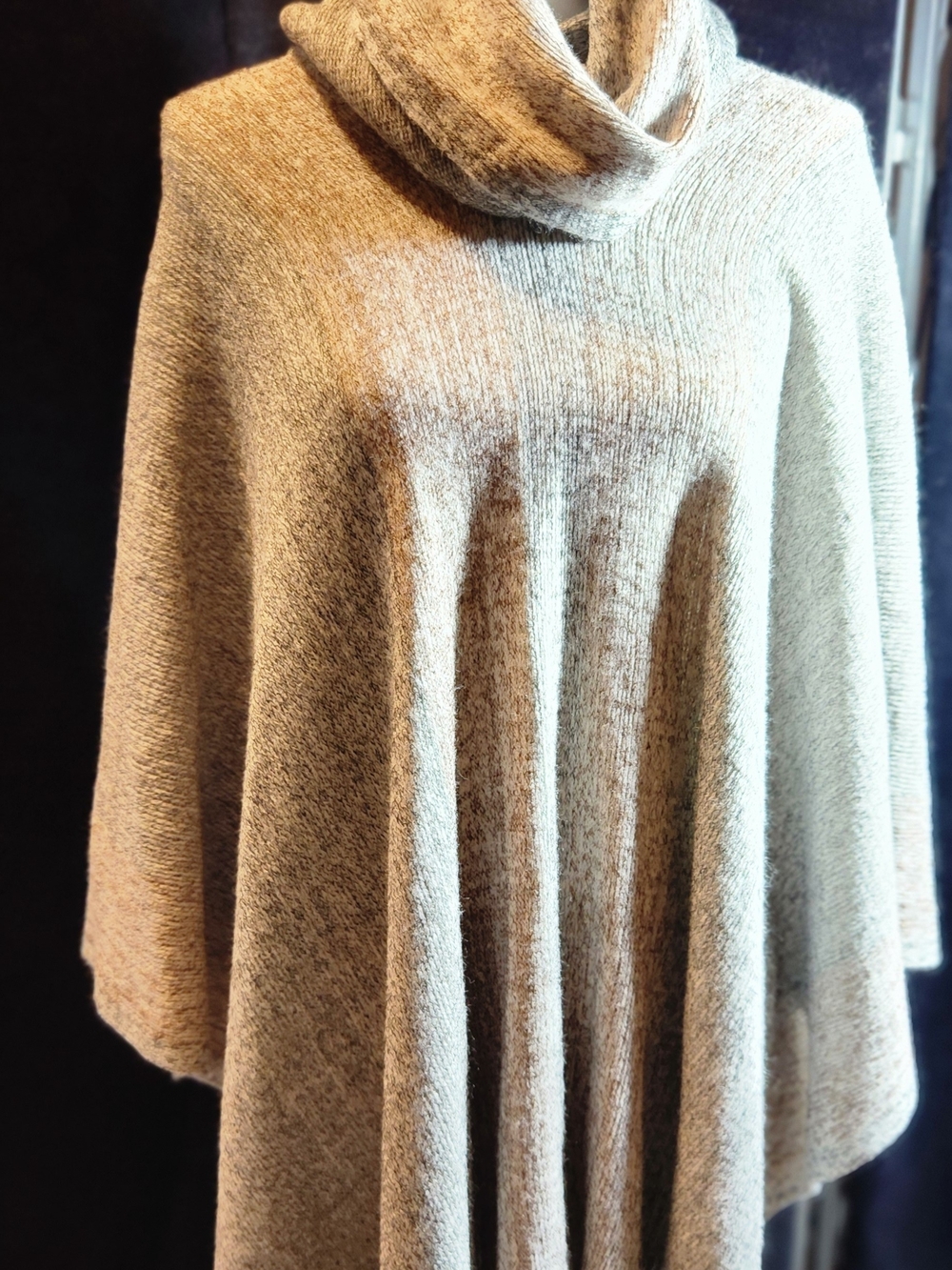 Northern Angel Cowl Neck Boho Knit Fringed Poncho Shrug